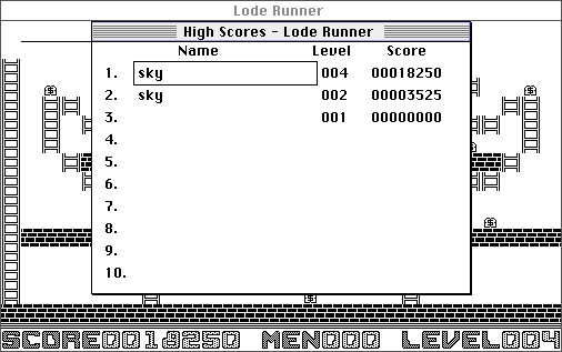 Retro-test skymac : Lode Runner - Scores