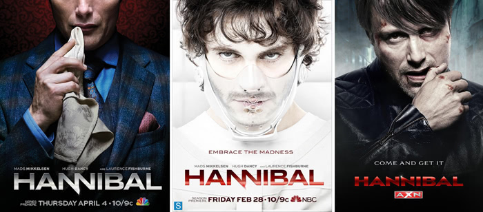 Les affiches des 3 saisons d'Hannibal, la série