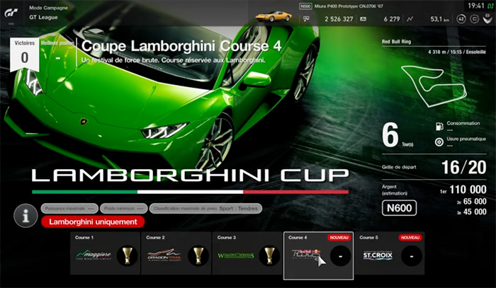 GT Sport: Circuit Red Bull Ring dans le championnat Lamborghini