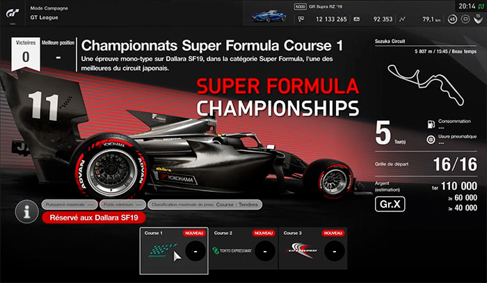 GT Sport : Nouveau championnat Super Formula 
