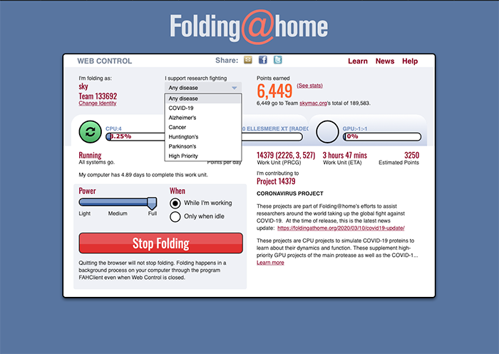 Web control de Folding@Home