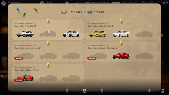 Gran Turismo 7 - Nouveaux menus supplémentaires