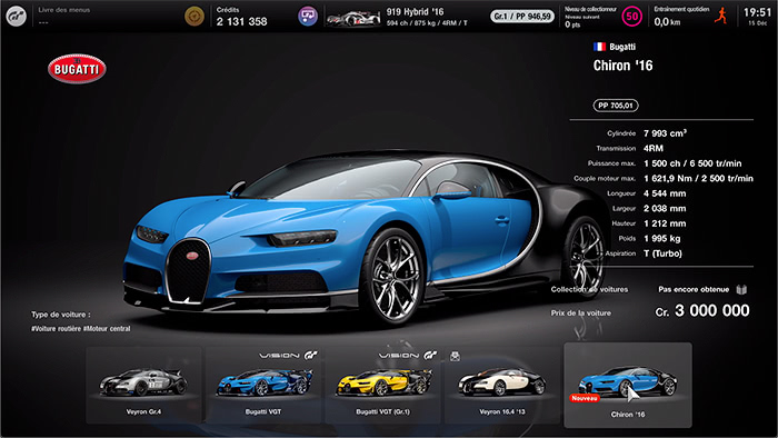 GT7 - Mise à jour 1.27 - Bugatti Chiron 2016