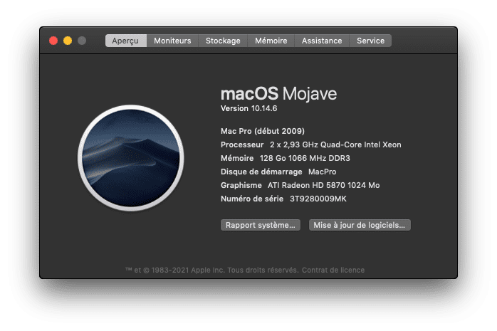 Mojave sur Mac Pro 2009