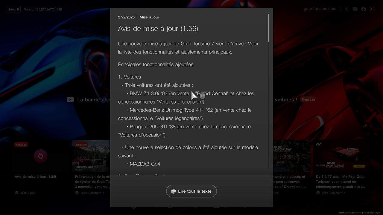 GT7 - Mise à jour 1.56